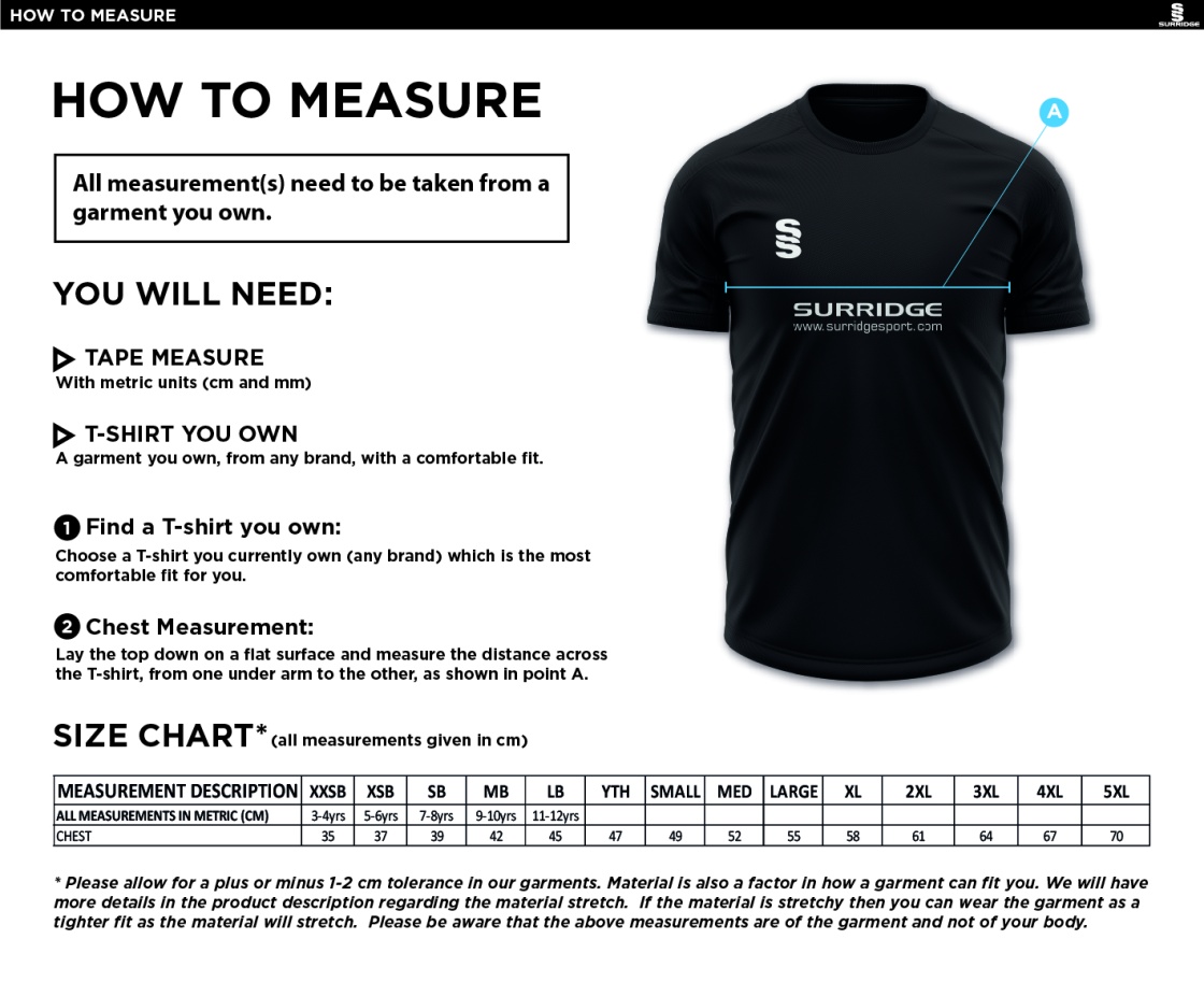 Coniston CC - Blade Polo - Size Guide